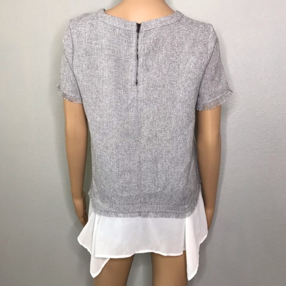 Doe & Rae Grey Short Sleeve Layered Top - Picture 2 of 6